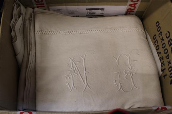 5 French Provincial; monogrammed sheets